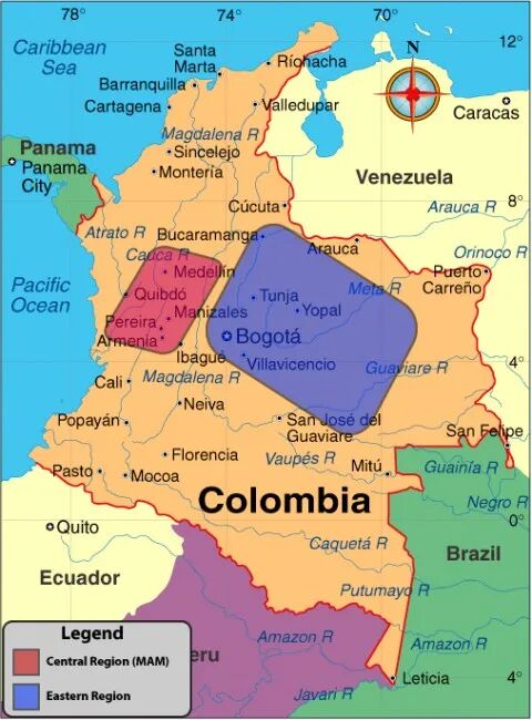 Colombia có những vùng trồng cà phê nào?